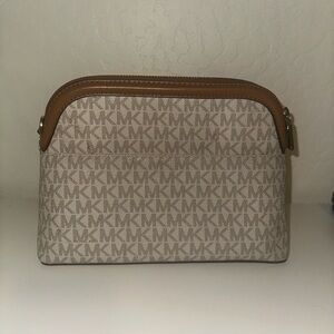 Michael Kors Tan and Brown Monogram Shoulder Bag